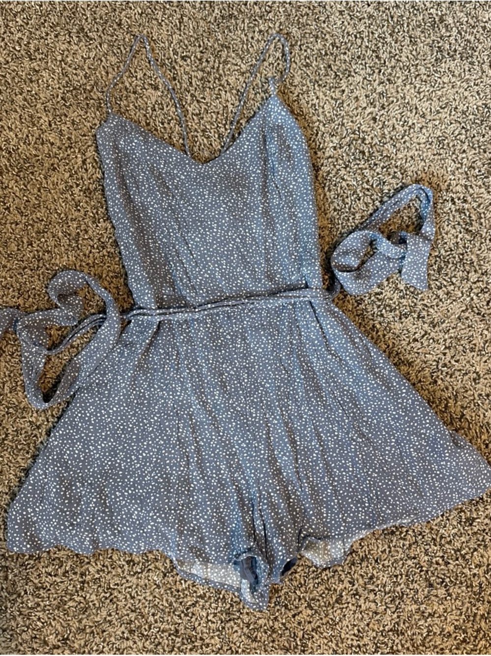 Blue Polka Dot Romper with Adjustable Straps
